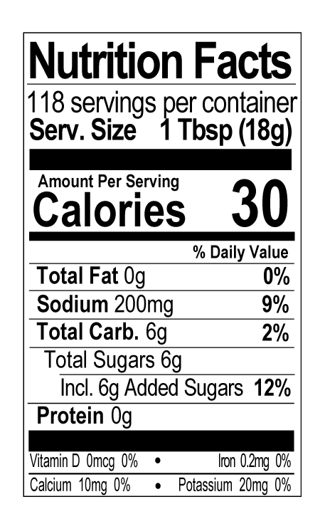 Bone Suckin' Sauce Sweet & Spicy Mustard, 75 oz Nutrition Facts.
