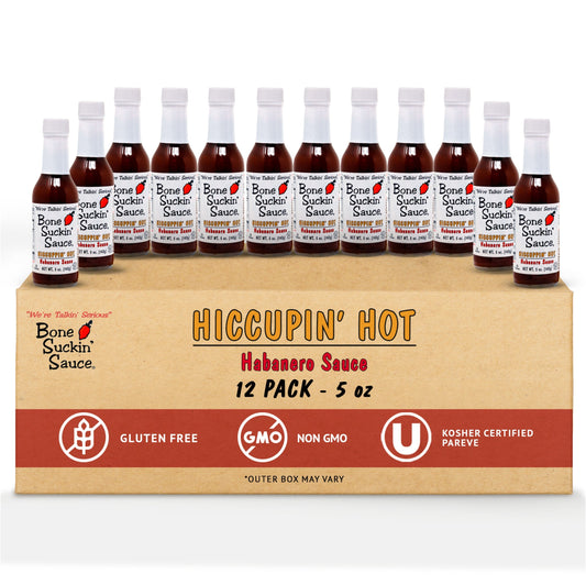 Bone Suckin'®, HICCUPPIN' Hot® Habanero Sauce 12 PACK - 5 oz