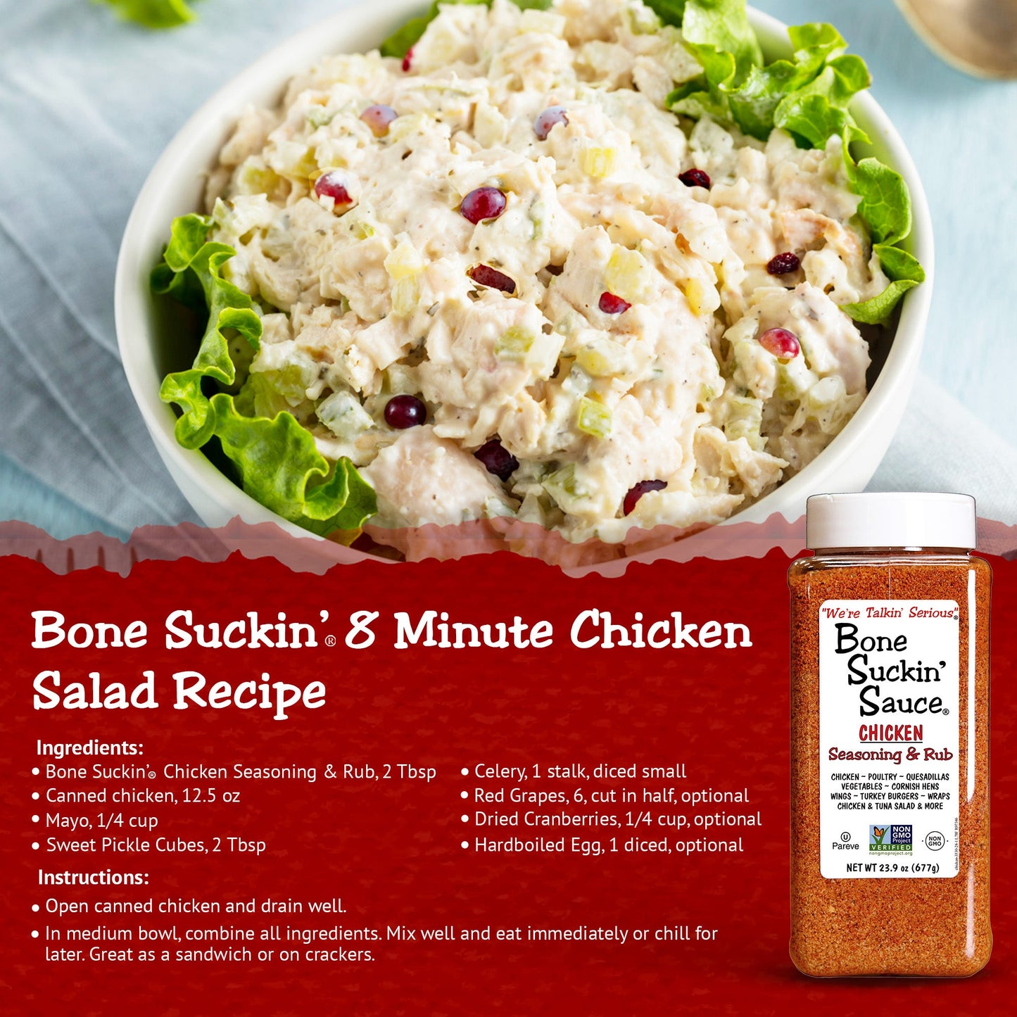 Bone Suckin' Chicken Seasoning & Rub - 6 / 23.9oz - with Garlic & Sage - Perfect for Chicken, Turkey, Other Poultry, Fish - Brown Sugar, Garlic, Onion, Spices - Non-GMO, Gluten-Free, Fat-Free, Kosher, Pareve, No MSG!