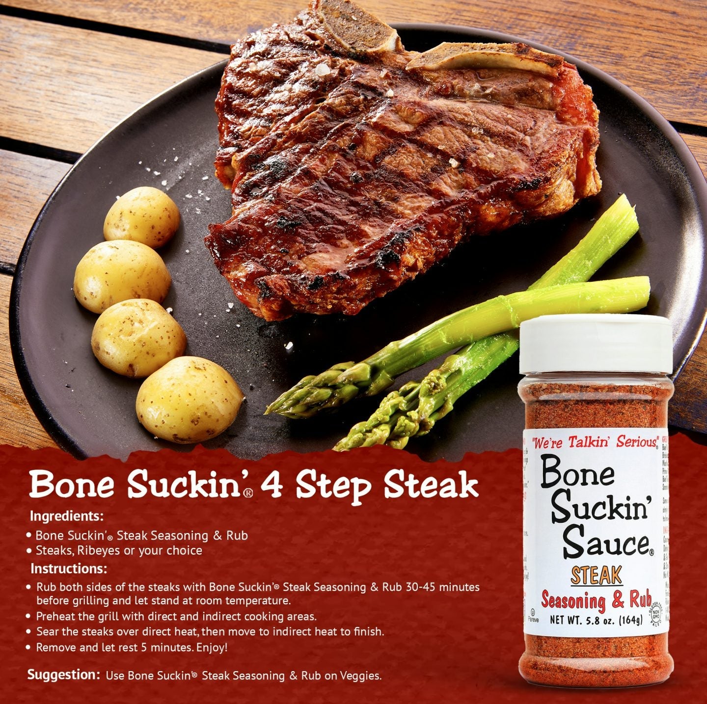 Bone Suckin’® Steak Seasoning & Rub 5.8 oz.