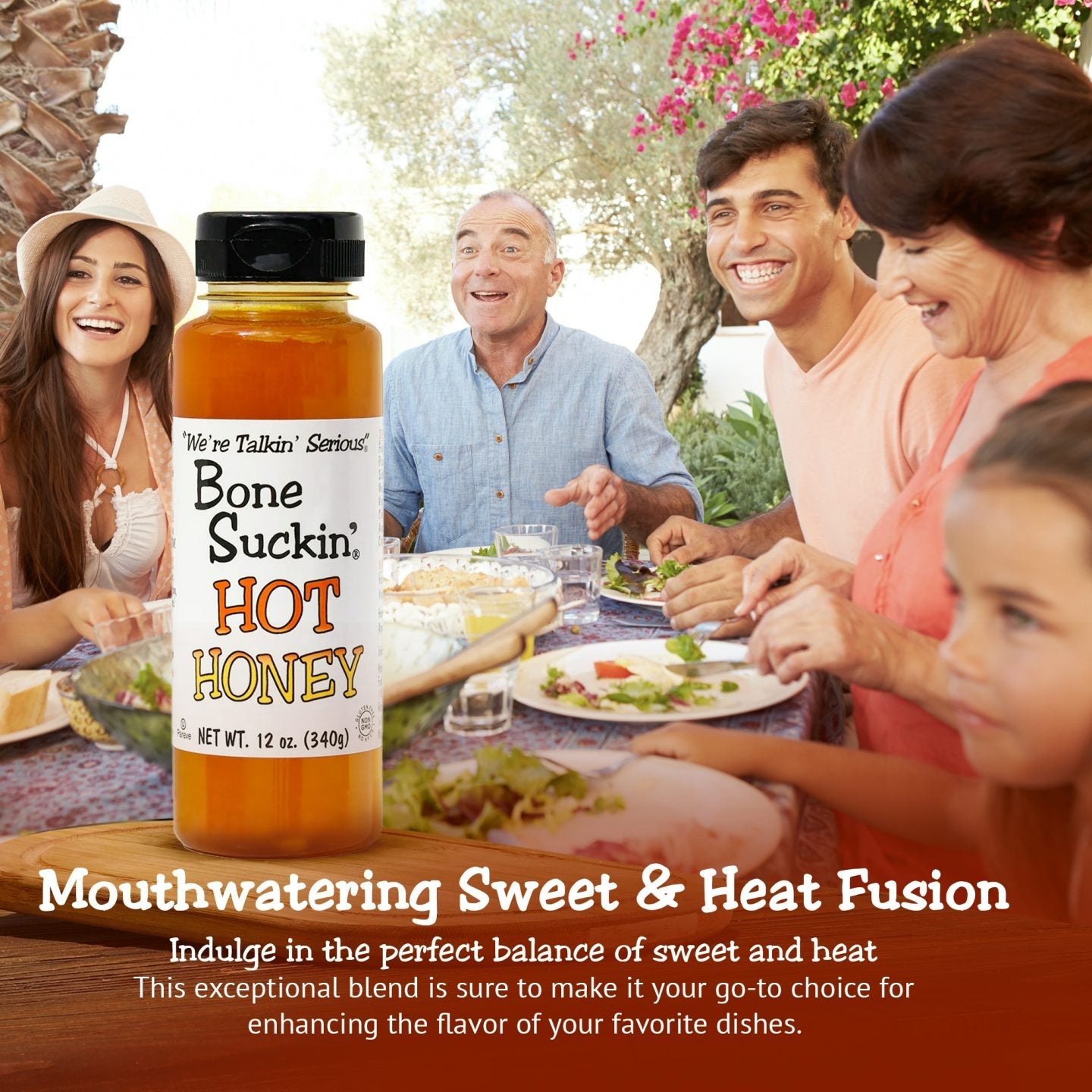 Bone Suckin'® Hot Honey, 12 oz. HIGH-QUALITY INGREDIENTS: Made with high-quality Non Gmo, Kosher, Pareve, Gluten Free, Dairy Free ingredients with No High Fructose Syrup: Bone Suckin' Hot Honey is crafted using the perfect blend of high quality honey, apple cider vinegar, and chili extract, ensuring a delicious sweet, hot & flavorful experience that is great for the whole family!