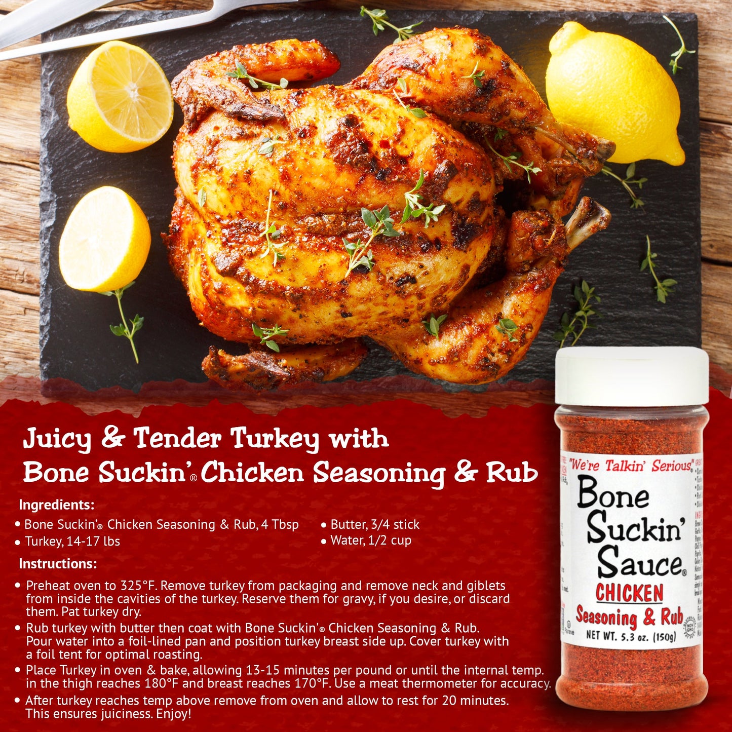 Bone Suckin' Chicken Seasoning & Rub - 12/5.3oz - with Garlic & Sage - Perfect for Chicken, Turkey, Other Poultry, Fish - Brown Sugar, Garlic, Onion, Spices - Non-GMO, Gluten-Free, Fat-Free, Kosher, Pareve, No MSG!