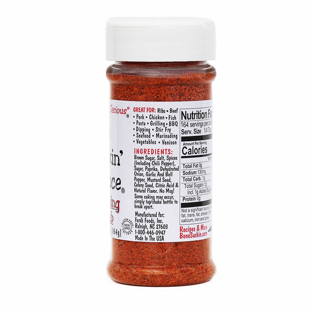 Bone Suckin’® Seasoning & Rub, 5.8 oz. Side of Bottle, Ingredients