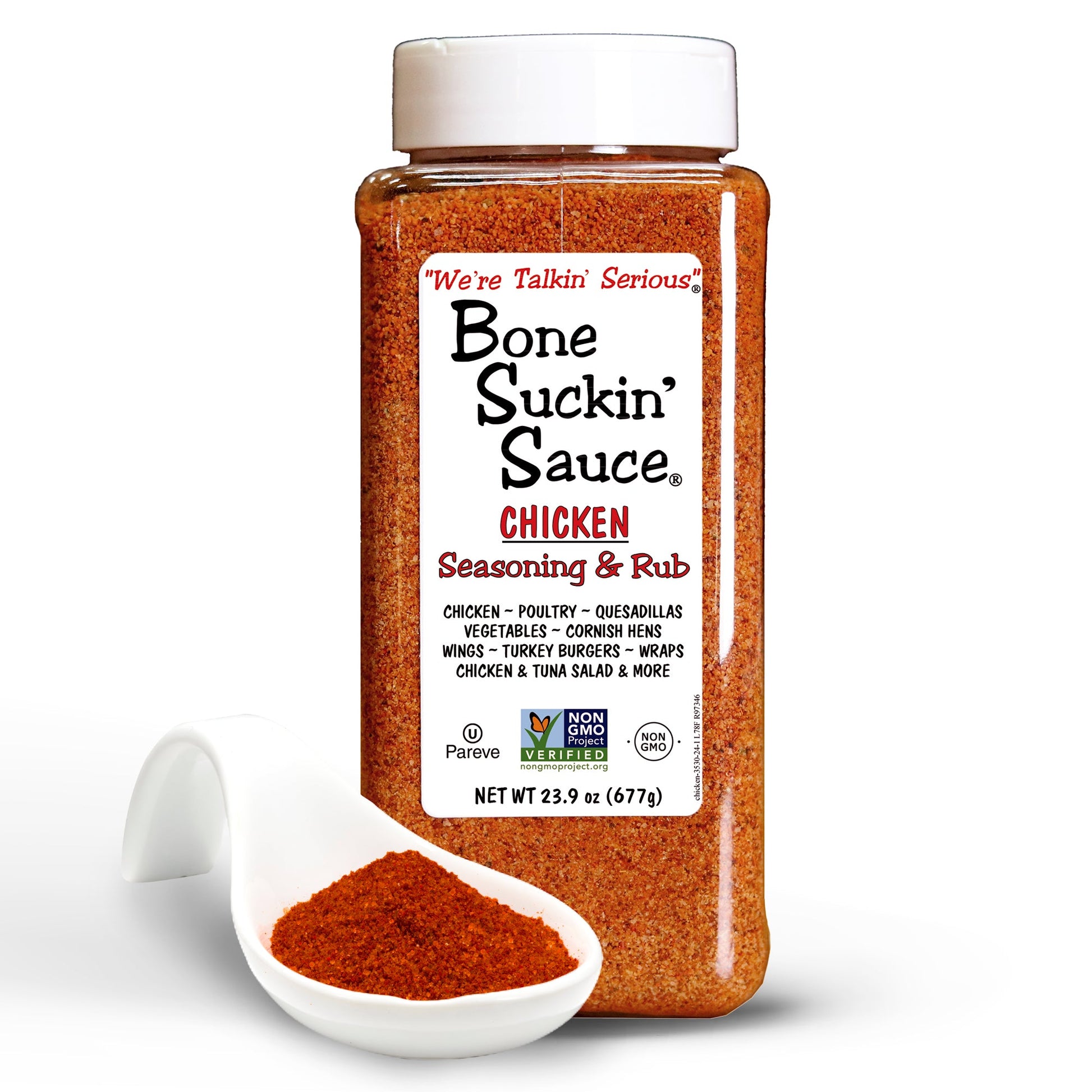 GARLIC & SAGE COME TO THE FOREFRONT: of our Bone Suckin' Chicken Seasoning and compliment the hints of the celery and citric flavors. While it's the perfect mouth watering flavor on chicken, turkey, and other poultry it's versatile enough to be used on just about anything.