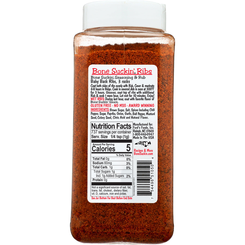 Bone Suckin’® Seasoning & Rub, 26 oz. Label information