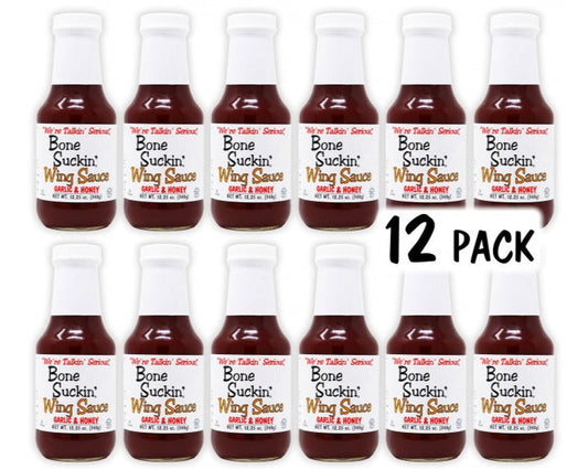 Bone Suckin'® Wing Sauce, Garlic & Honey, 12.25 oz., 12 pack